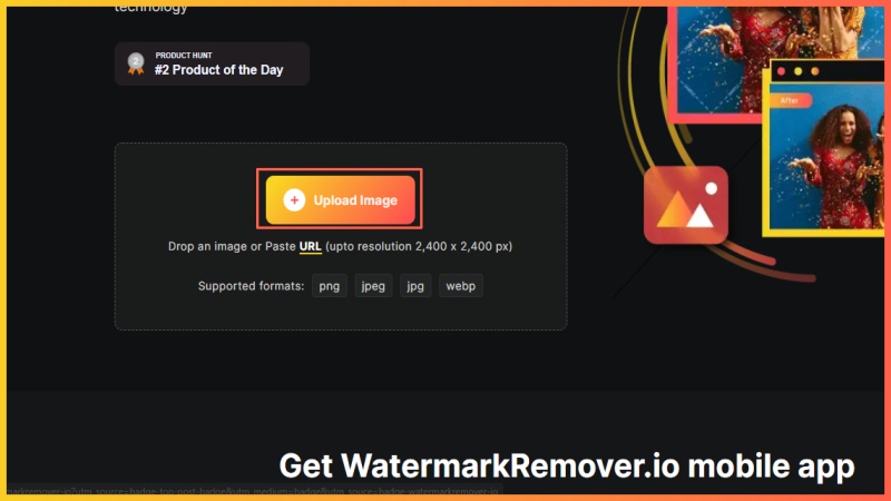Uploading images on watermarkremover.io